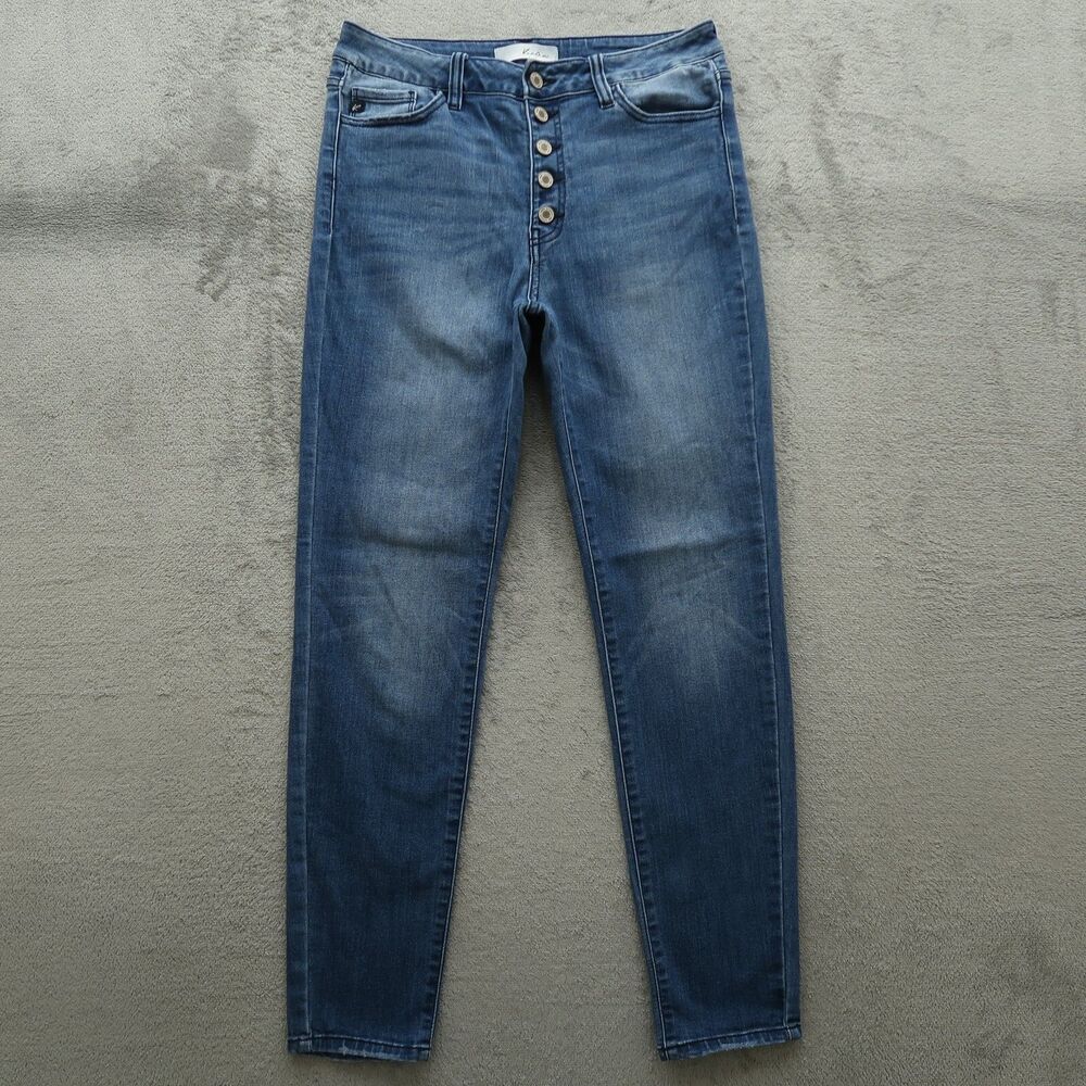KanCan Jeans Junior's Size 11 Blue High-Rise Skinny Denim 30" Inseam Distressed